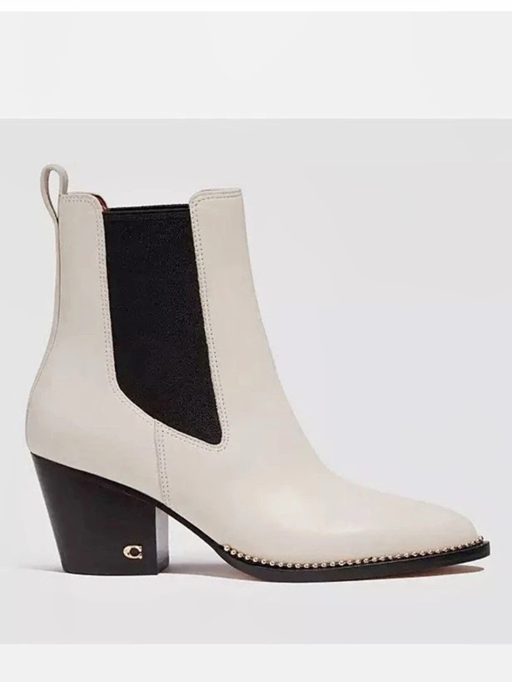 Coach Chelsea Leather Boots in Chalk 6
